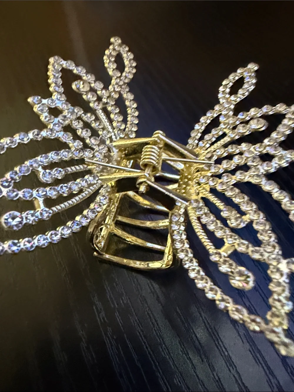 Gold and Rhinestone Butterfly Hair Clip NWT
